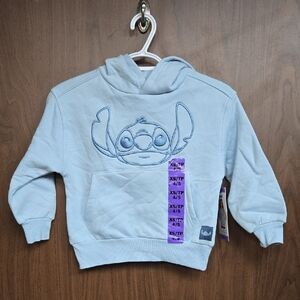 Disney Size XS Baby Blue Stitch Embroidered Fleece Lined Hoodie